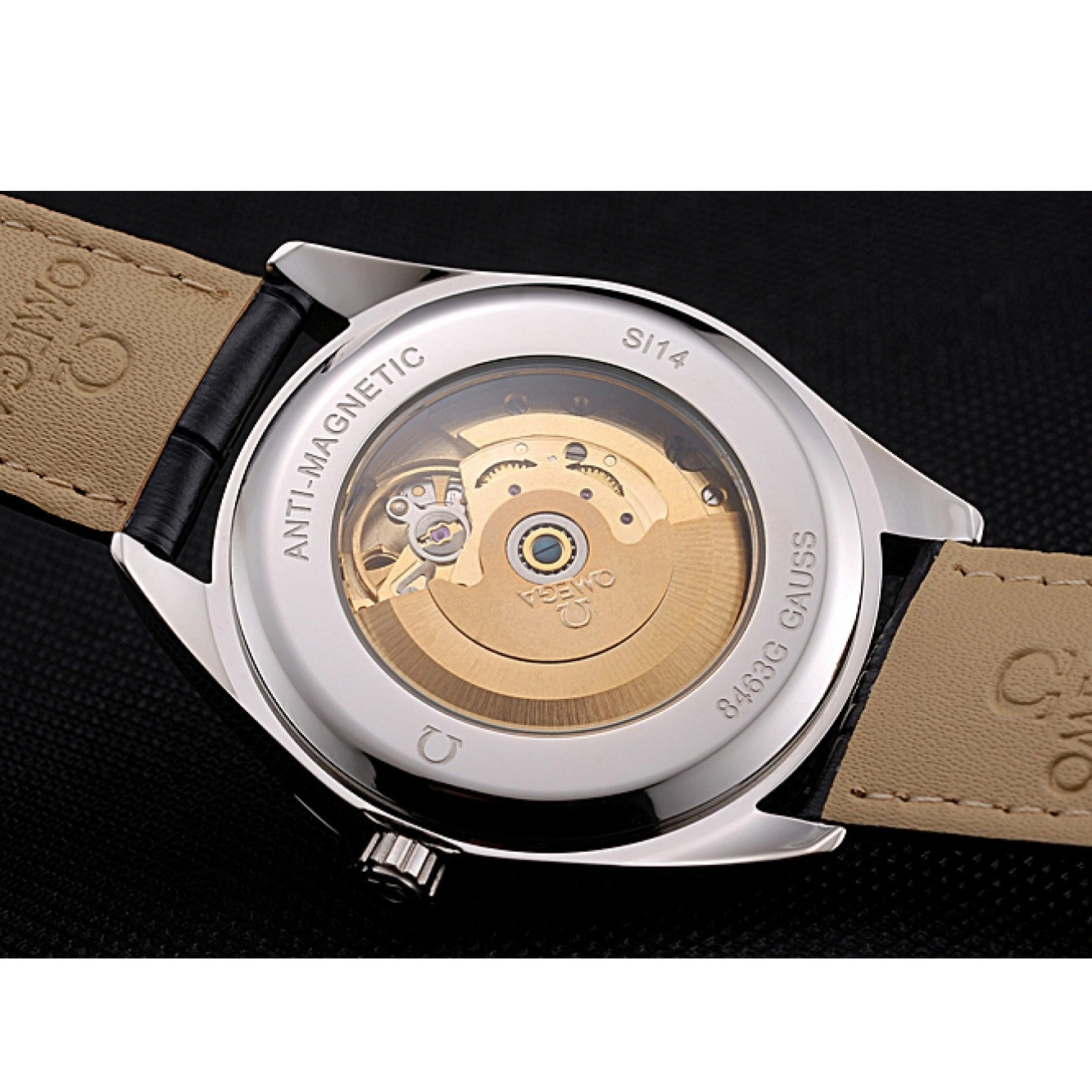 1027 Omega Tresor Master Co-Axial Black Dial Stainless Steel Case Black Leather Strap